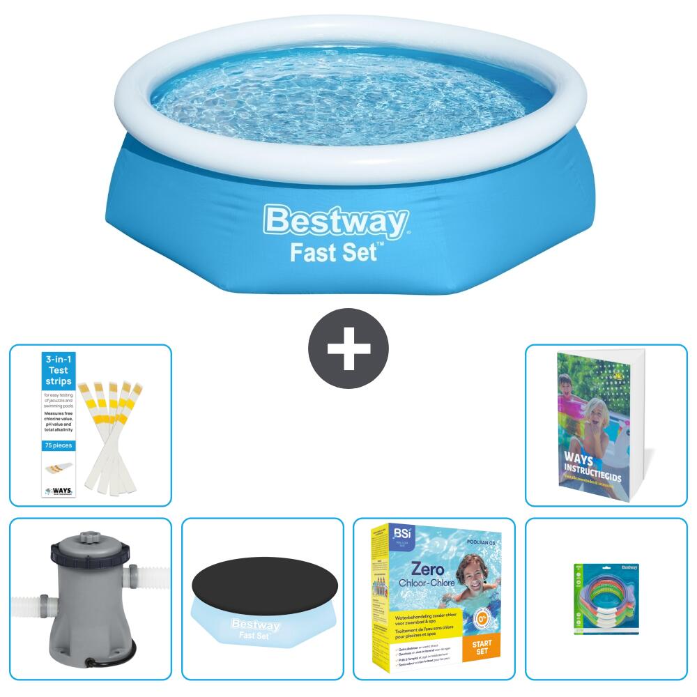 BESTWAY Basen Fast Set Okrągły - 244x61 cm - 7-częściowy S231