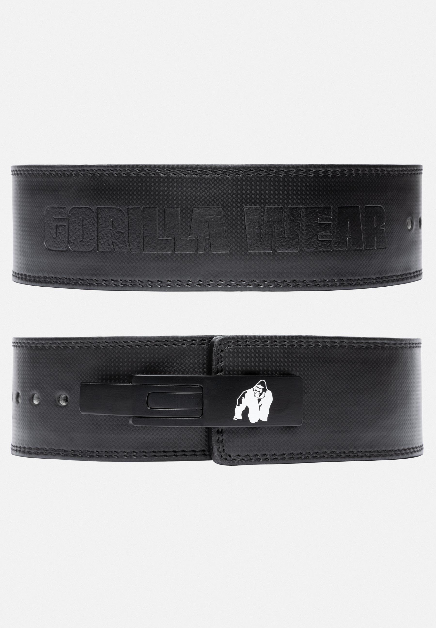 4 Inch Carbon Leather Lever Belt - Czarny