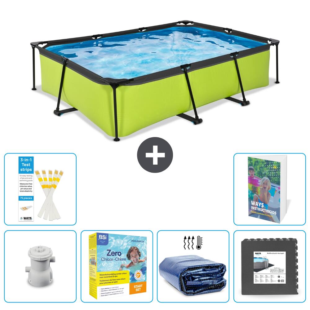 EXIT TOYS Basen Prostokątny - 300x200x65 cm - 7-częściowy S285
