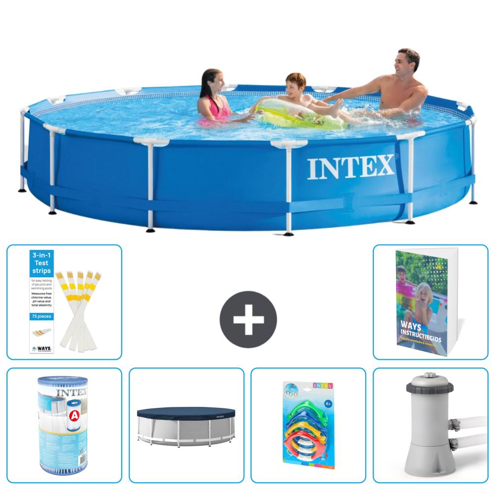 INTEX Basen ze stelażem Okrągły - 366x76 cm - 7-częściowy S19
