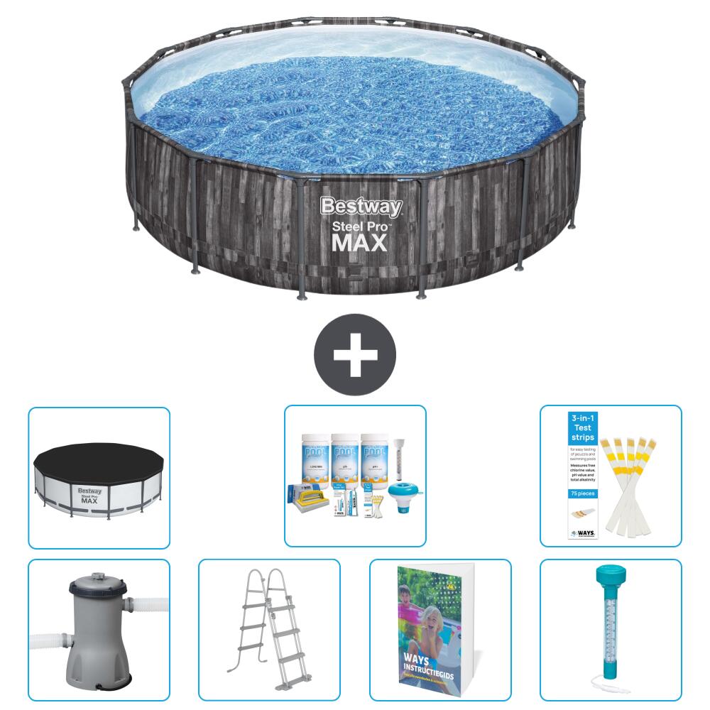 BESTWAY Basen Steel Pro MAX Okrągły - 427x107 cm - 8-częściowy S574