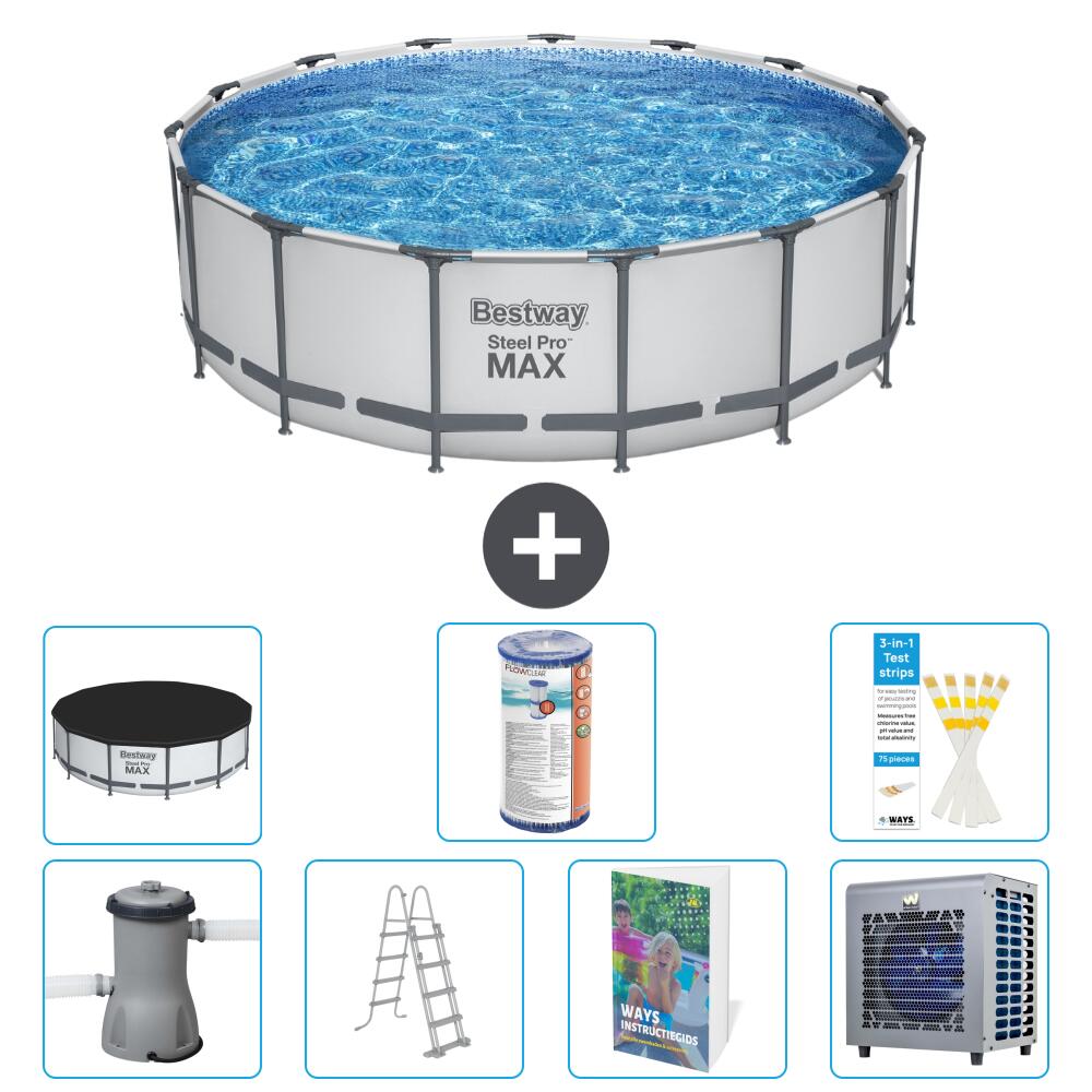BESTWAY Basen Steel Pro MAX Okrągły - 488x122 cm - 8-częściowy S551