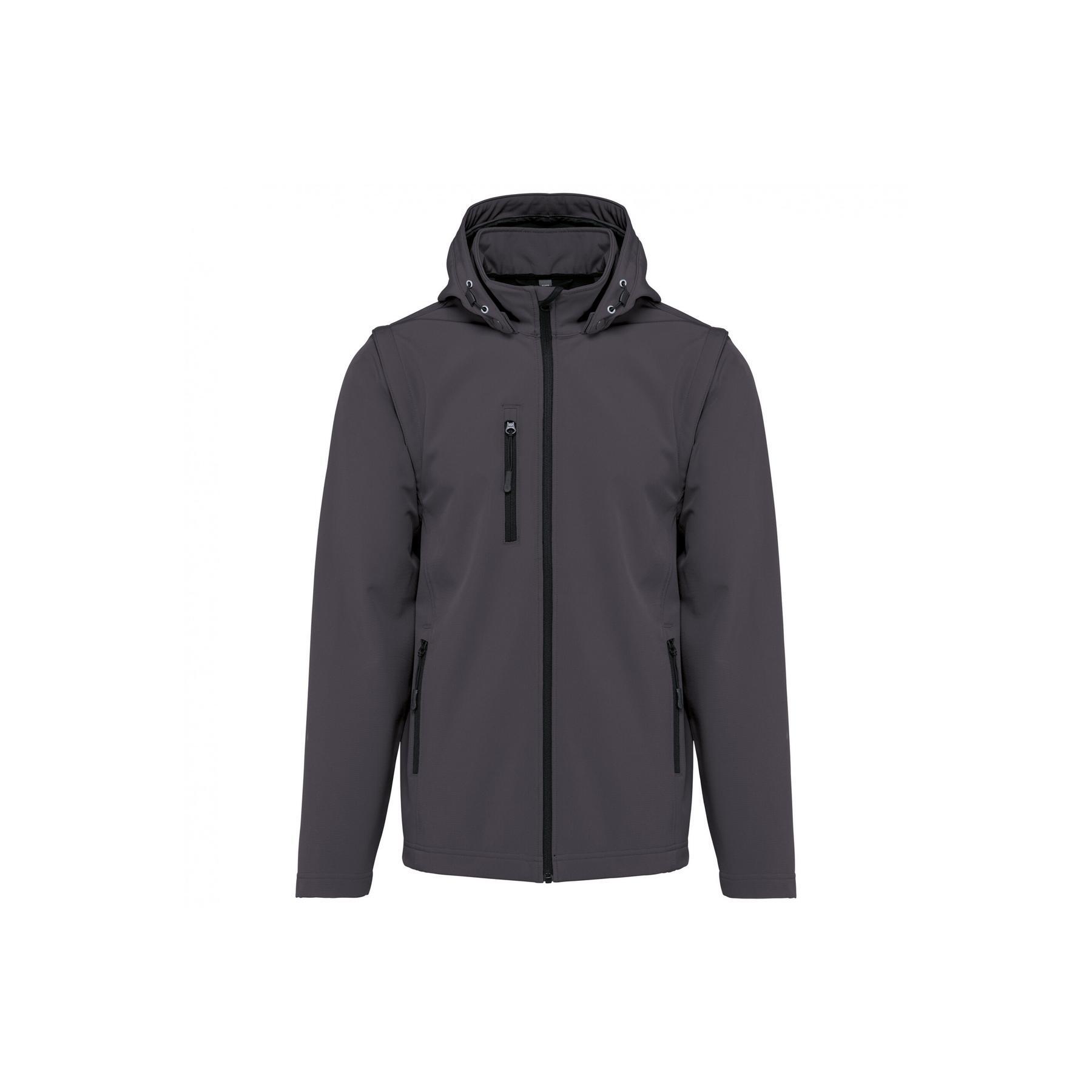Kurtka 3-warstwowa z kapturem i odpinanymi rękawami Kariban Softshell