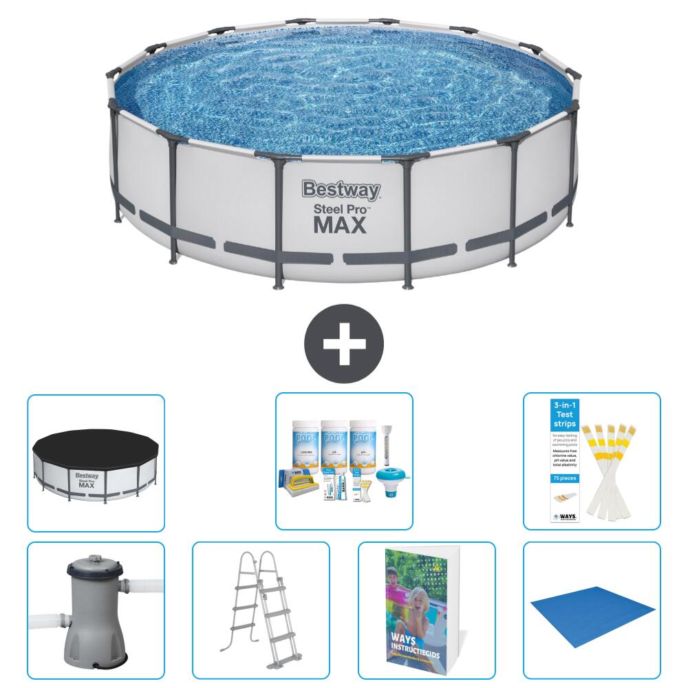 BESTWAY Basen Steel Pro MAX Okrągły - 427x122 cm - 8-częściowy S599