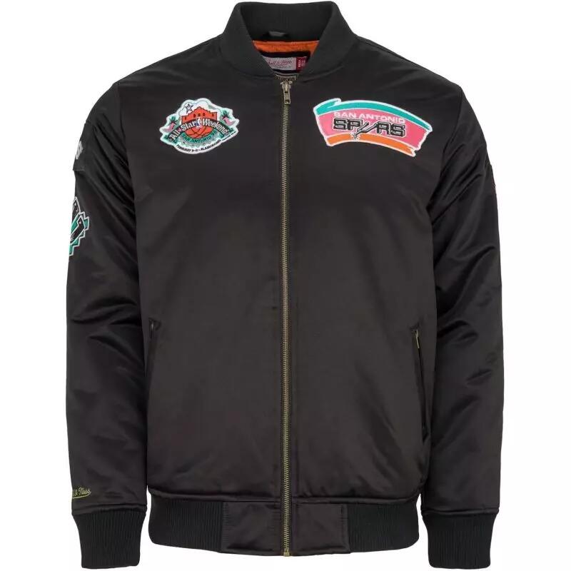 Blouson NBA San Antonio Spurs Mitchell & Ness Flight Satin noir