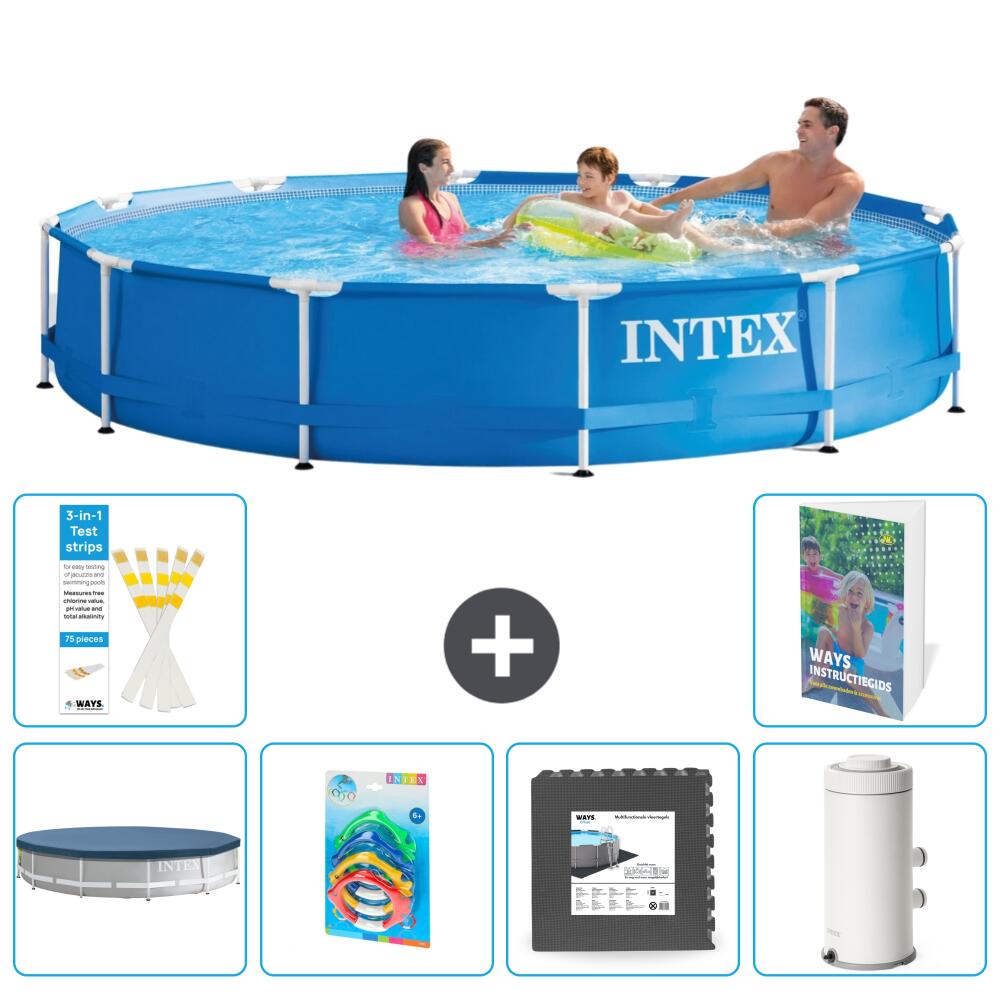 INTEX Basen ze stelażem Okrągły - 366x76 cm - 7-częściowy S143