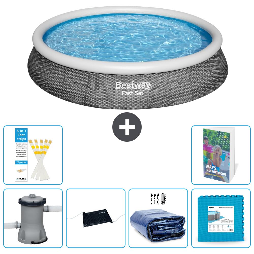 BESTWAY Basen Fast Set Okrągły - 396x84 cm - 7-częściowy S340