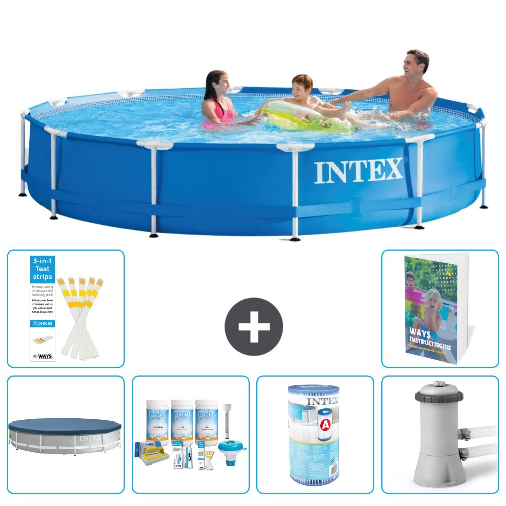 INTEX Basen ze stelażem Okrągły - 366x76 cm - 7-częściowy S34