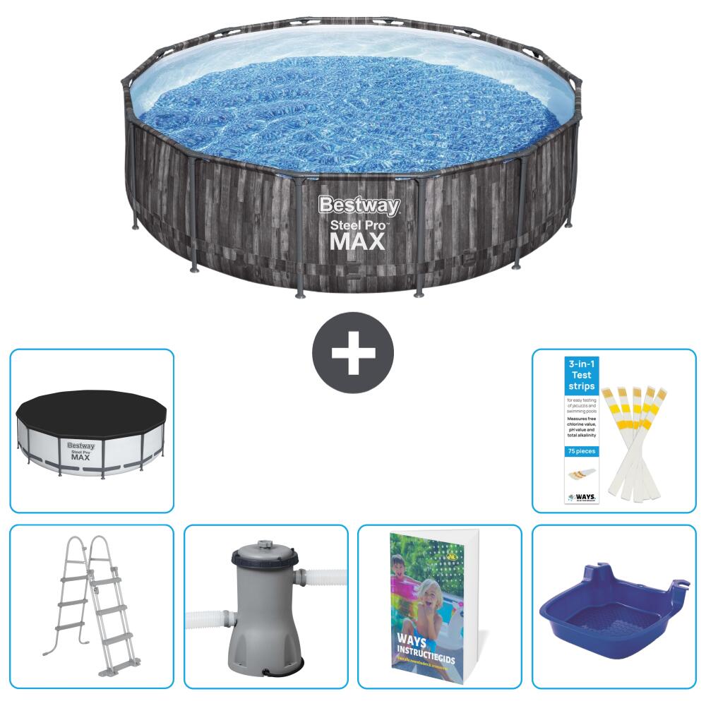 BESTWAY Basen Steel Pro MAX Okrągły - 427x107 cm - 7-częściowy S662