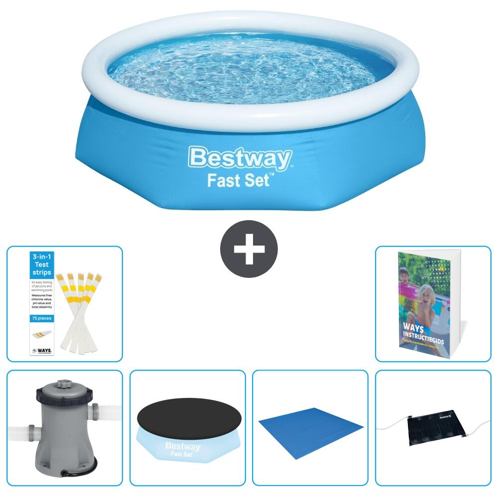 BESTWAY Basen Fast Set Okrągły - 244x61 cm - 7-częściowy S214