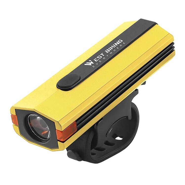 Lampa rowerowa plastikowa 400LM, latarka do jazdy nocą - Żółta