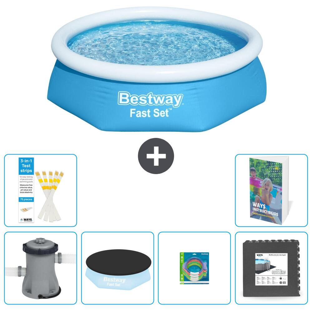 BESTWAY Basen Fast Set Okrągły - 244x61 cm - 7-częściowy S317