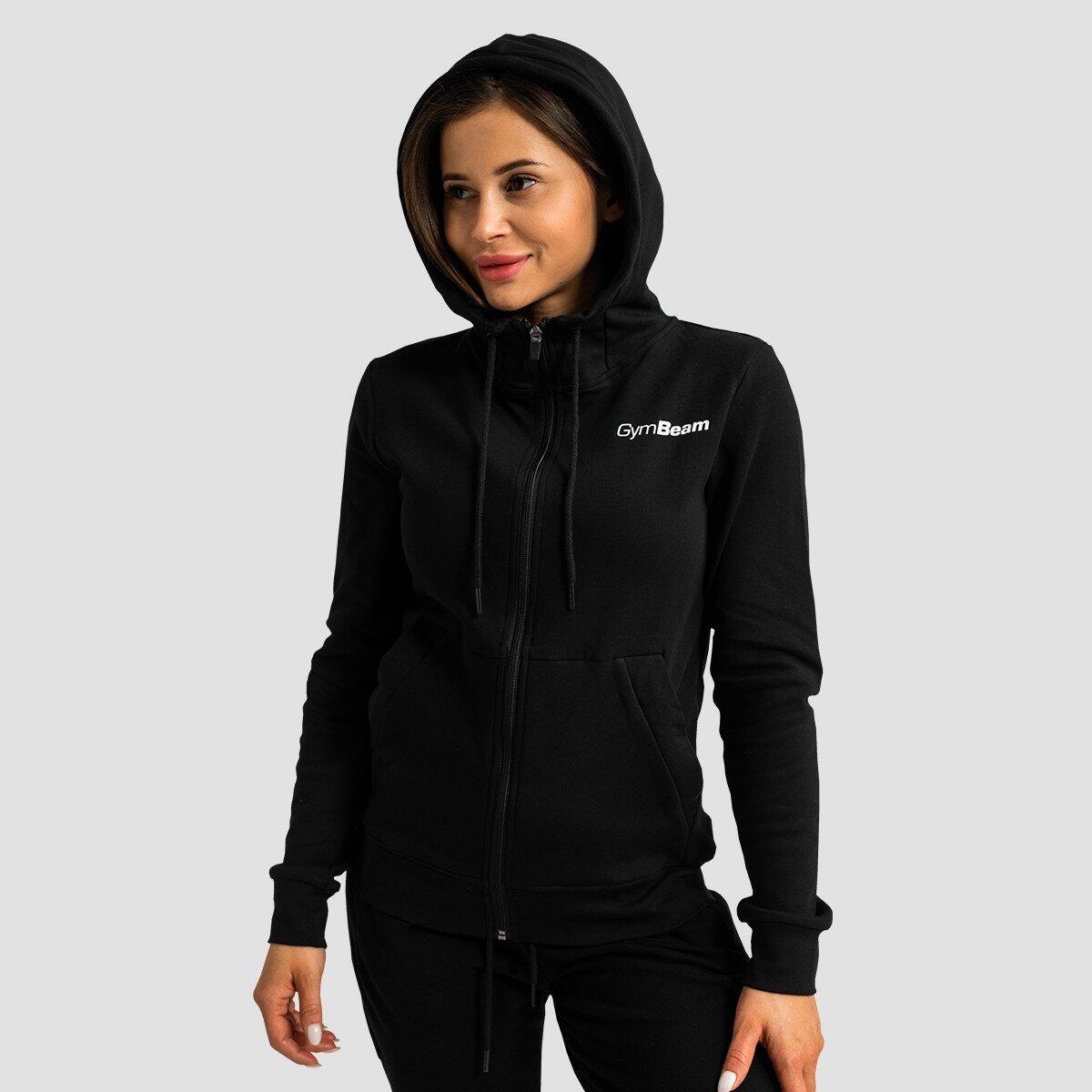 Bluza damska fitness z kapturem i zamkiem czarna Limitless
