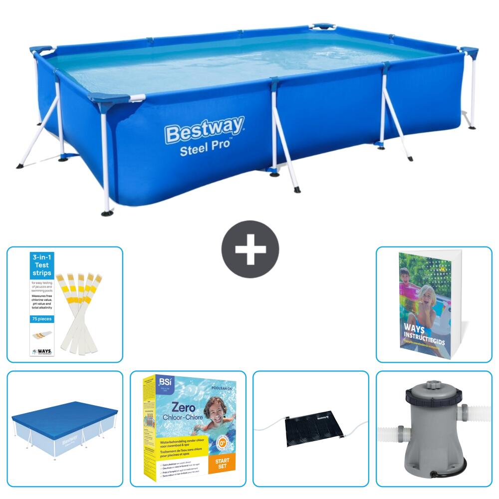 BESTWAY Basen Steel Pro Prostokątny - 300x201x66 cm - 7-częściowy S60