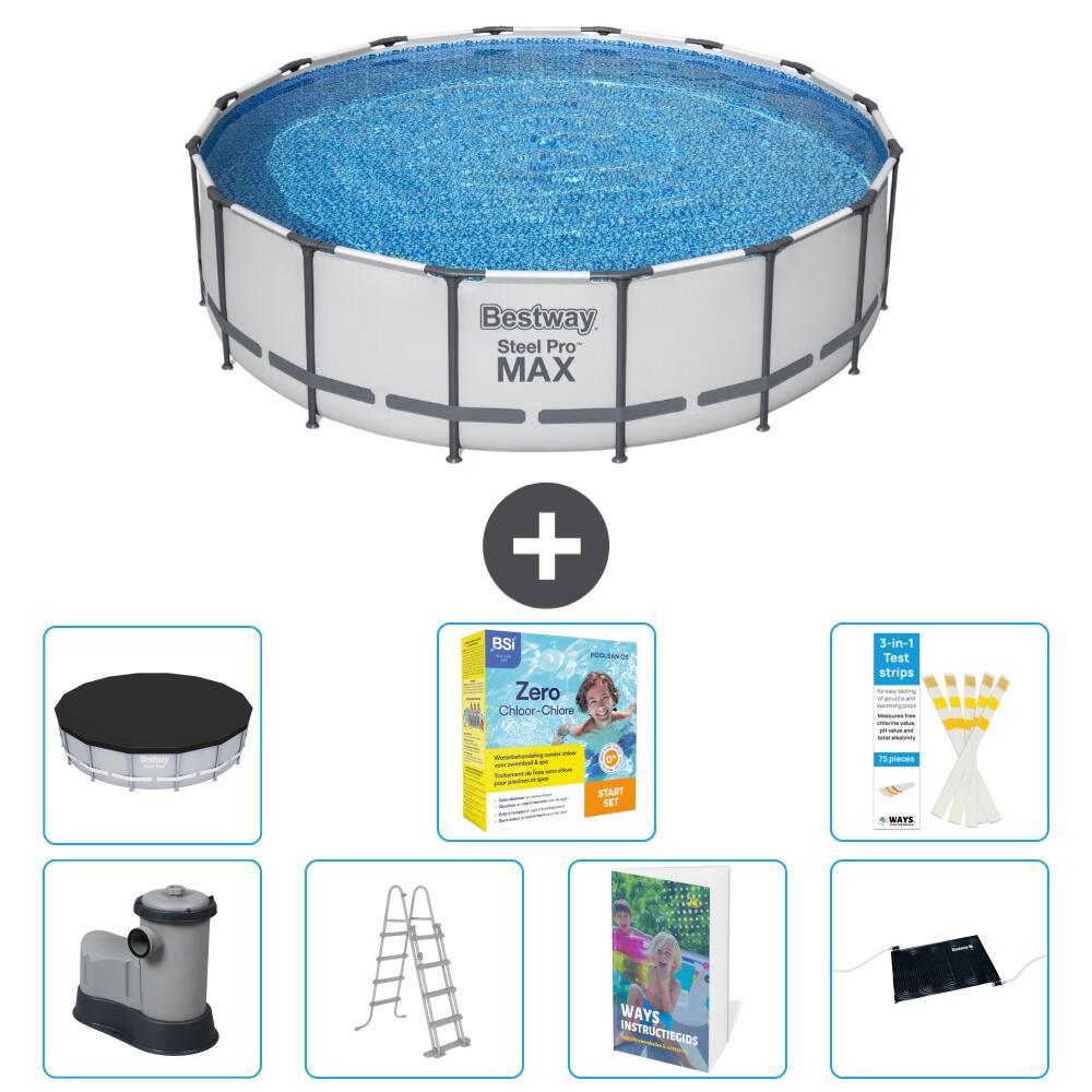 BESTWAY Basen Steel Pro MAX Okrągły - 488x122 cm - 8-częściowy S582