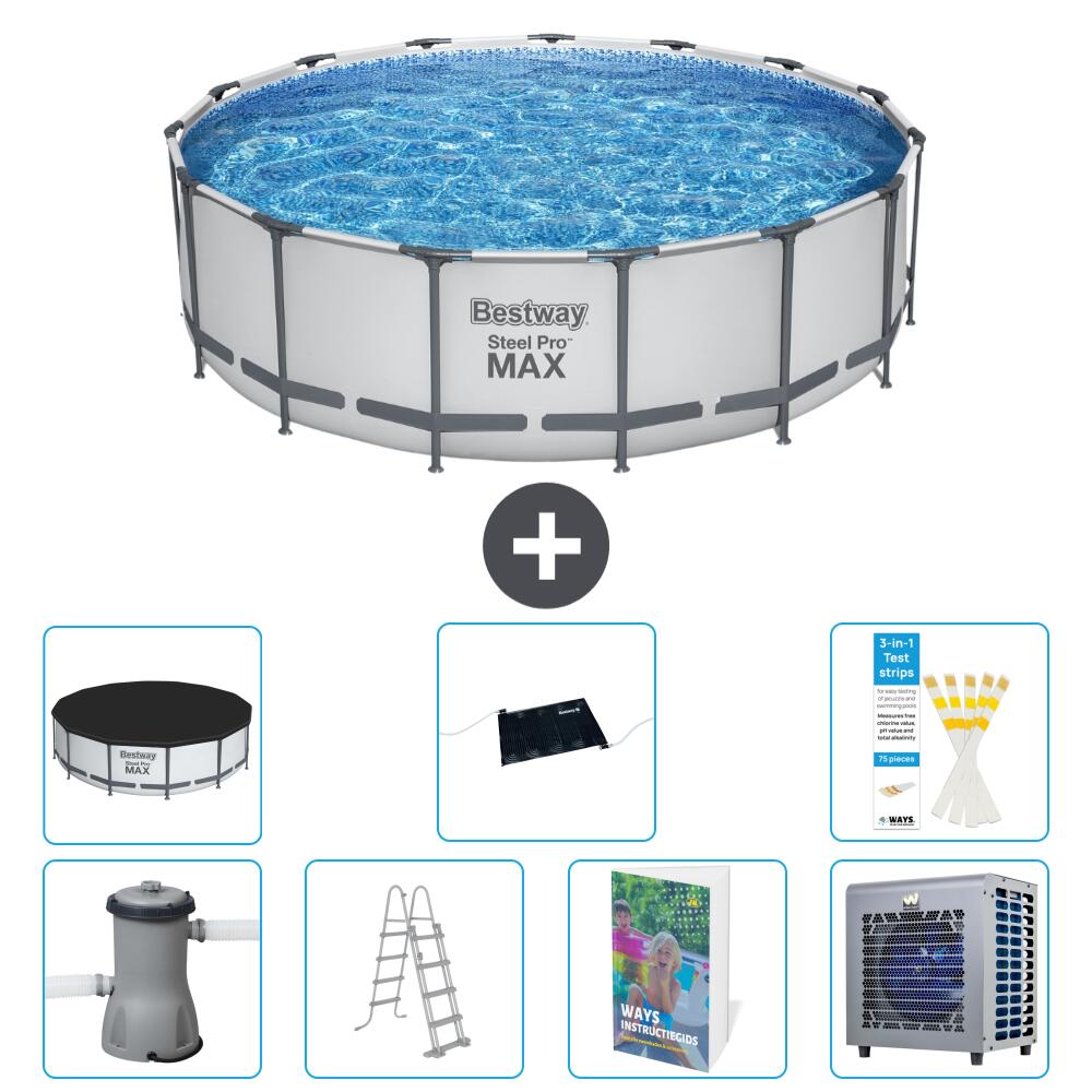 BESTWAY Basen Steel Pro MAX Okrągły - 488x122 cm - 8-częściowy S524