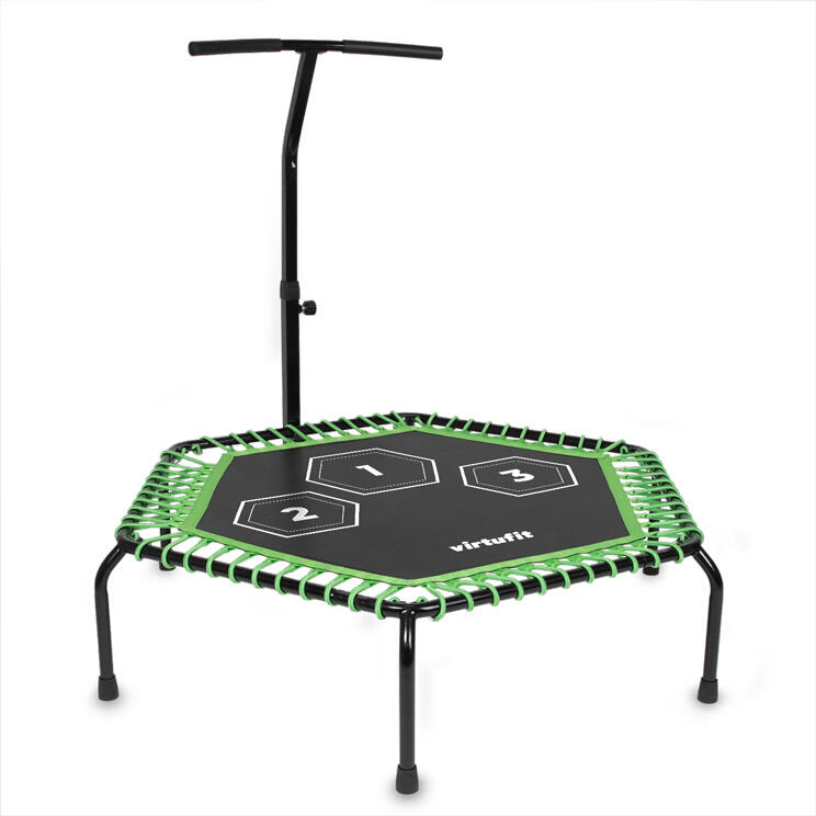 Trampolina Fitness Pro z rączką - czarna - 127 cm
