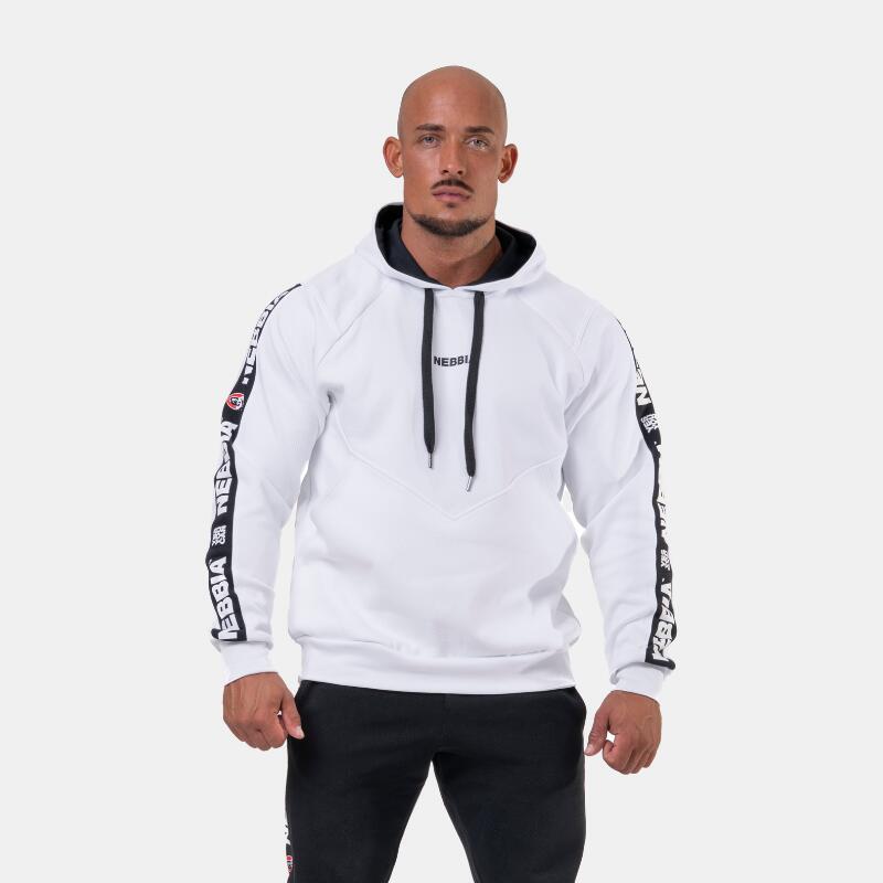 Bluza fitness z kapturem męska Nebbia White