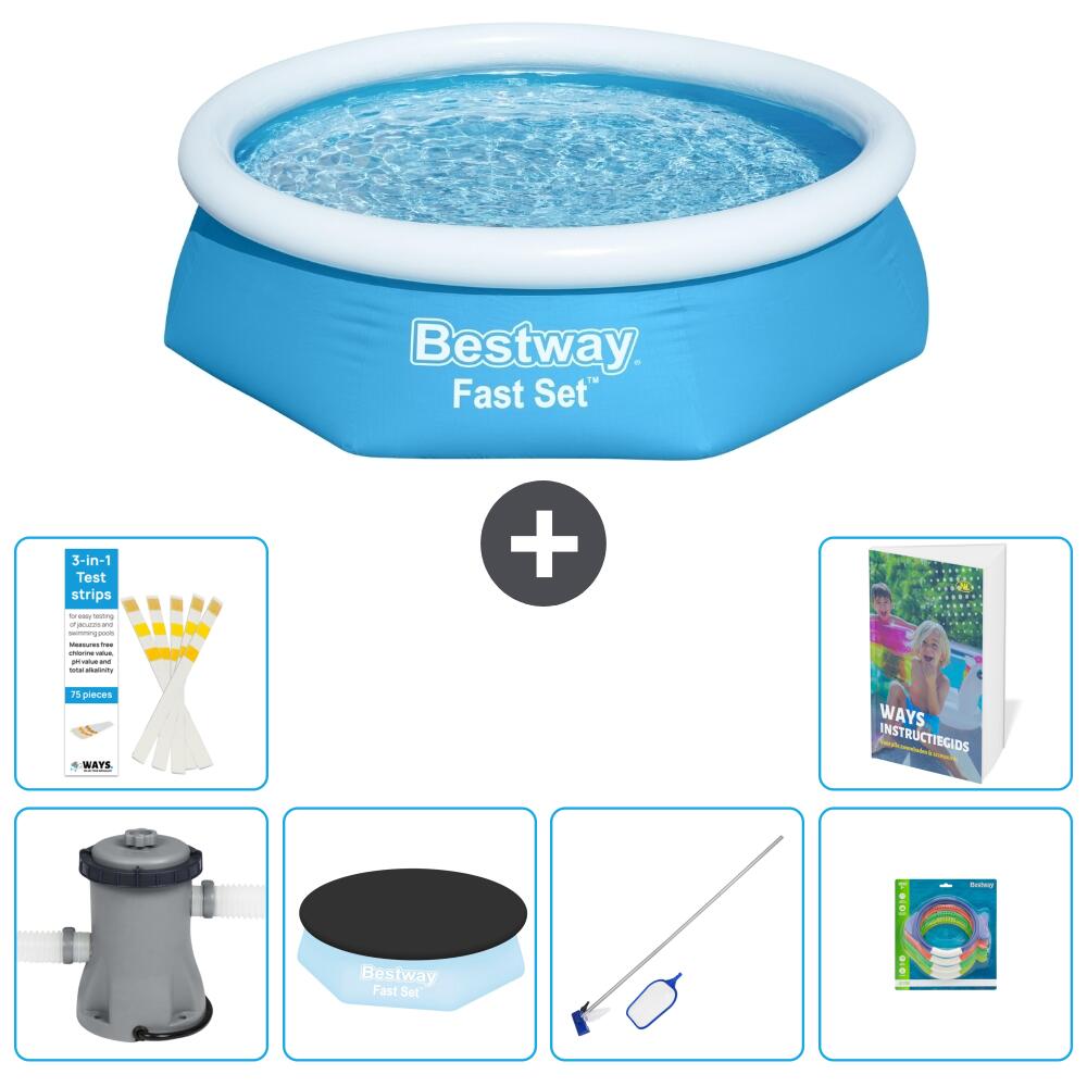 BESTWAY Basen Fast Set Okrągły - 244x61 cm - 7-częściowy S299