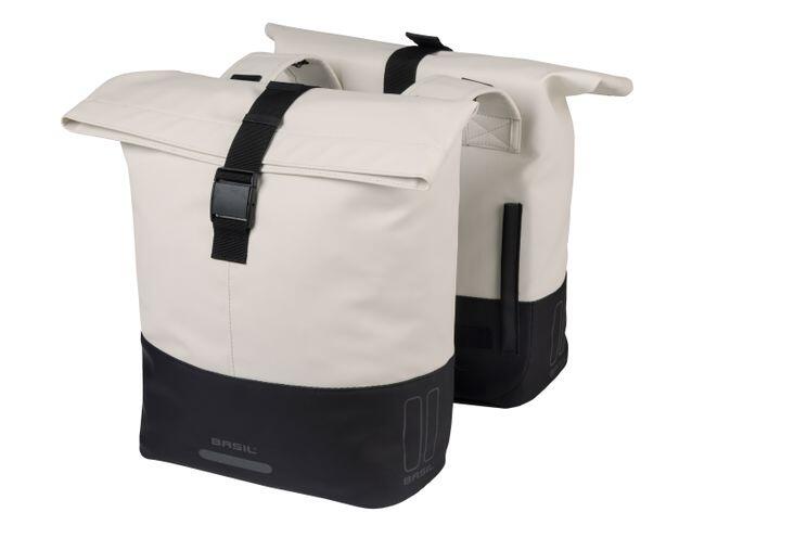Basil Cove podwójna torba rowerowa 28–32 L krem/czarny