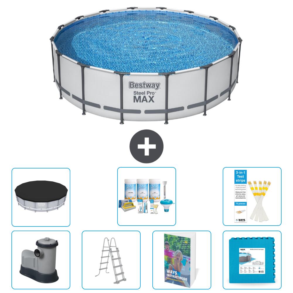 BESTWAY Basen Steel Pro MAX Okrągły - 488x122 cm - 8-częściowy S536
