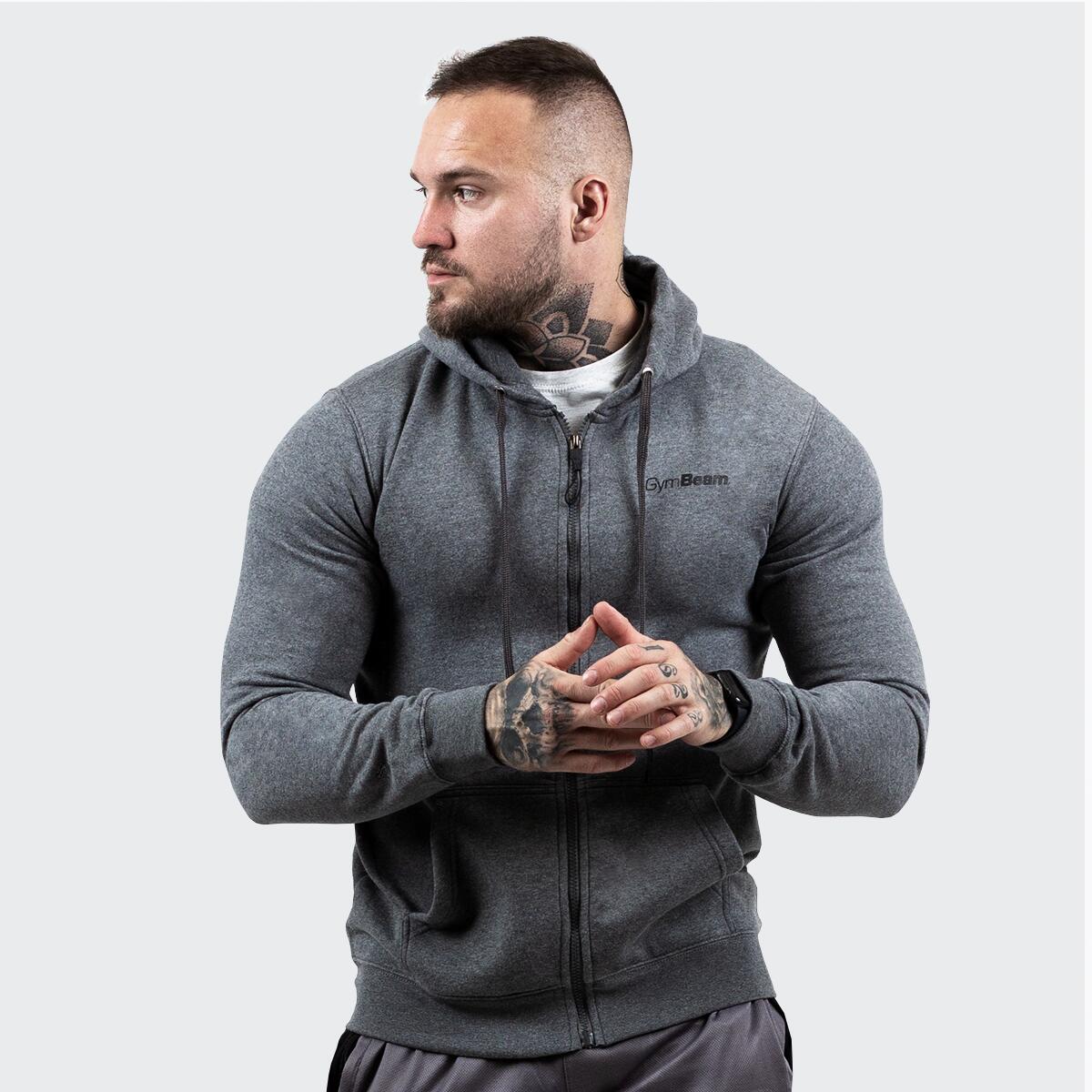 Bluza męska fitness z zamkiem szara Zipper Hoodie
