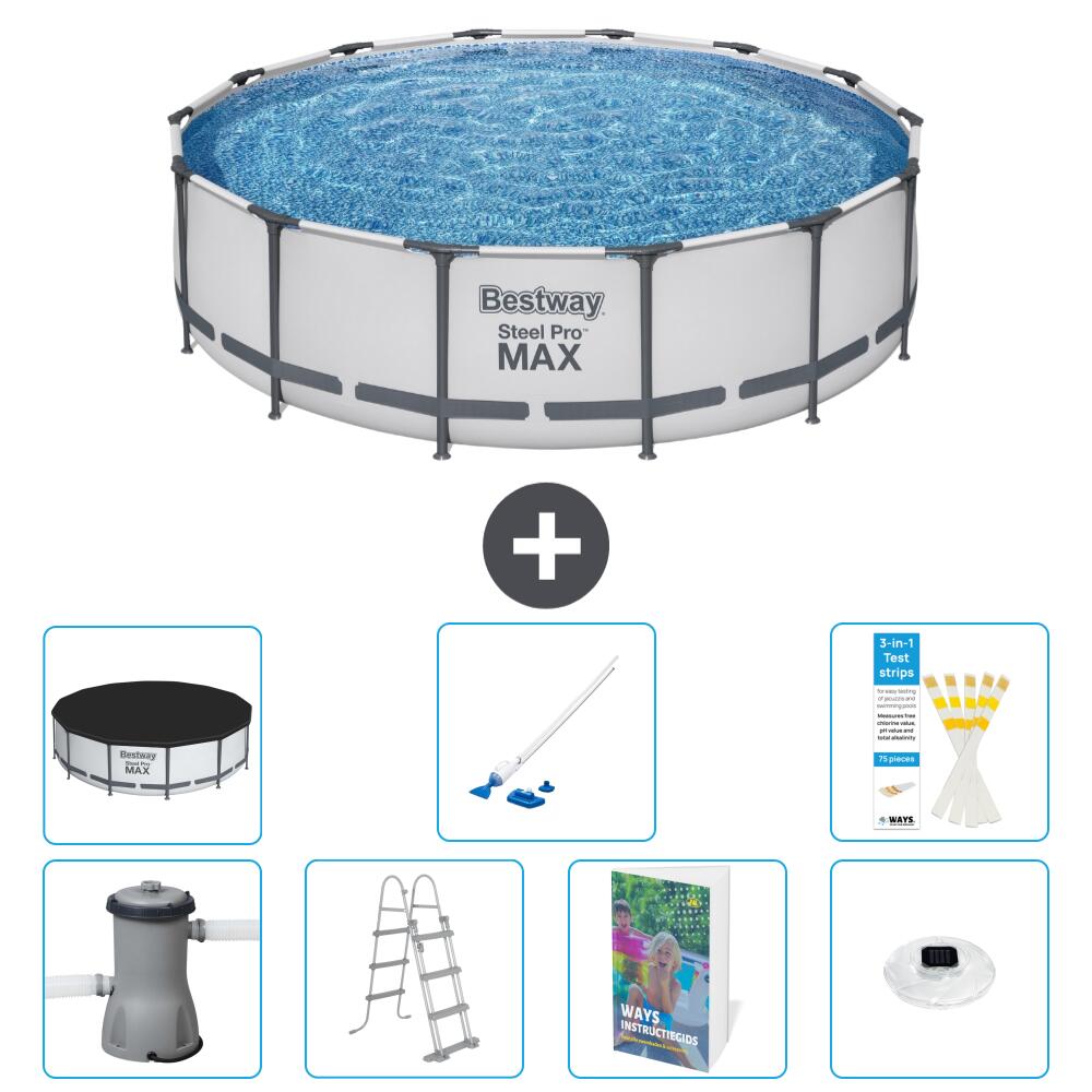 BESTWAY Basen Steel Pro MAX Okrągły - 427x122 cm - 8-częściowy S552