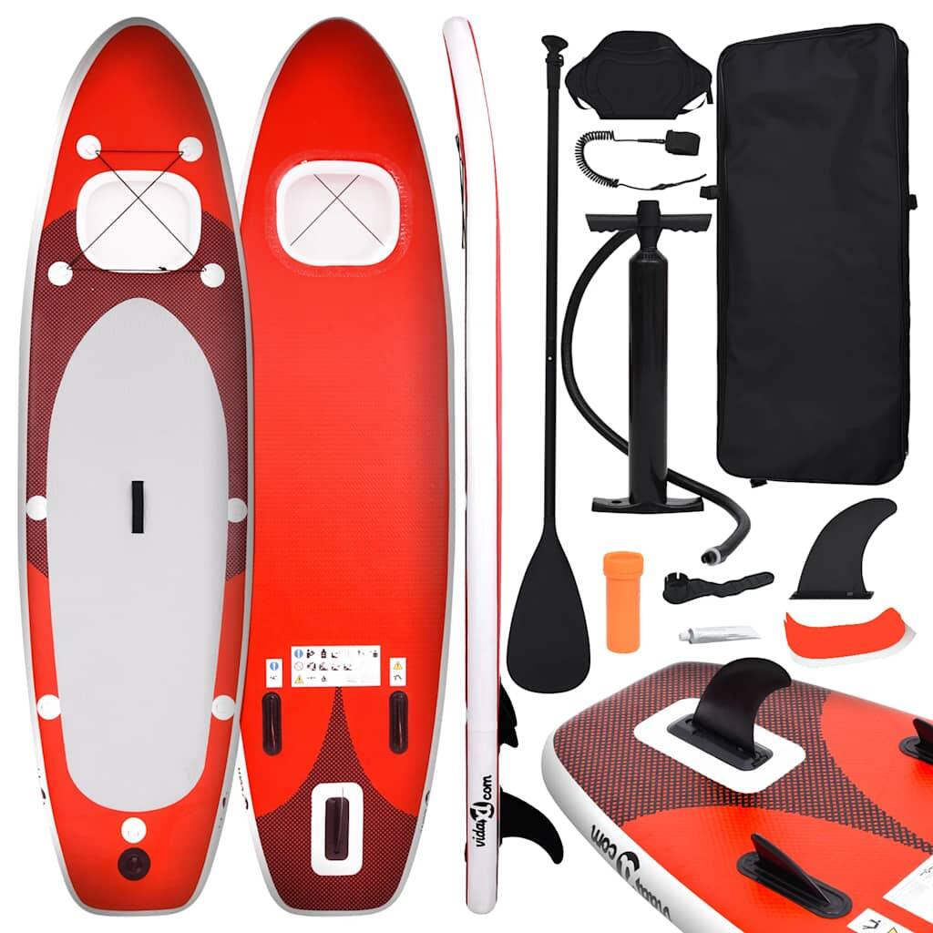 VidaXL Zestaw Paddleboard Nadmuchiwana 360 x 81 x 10 cm Czerwony