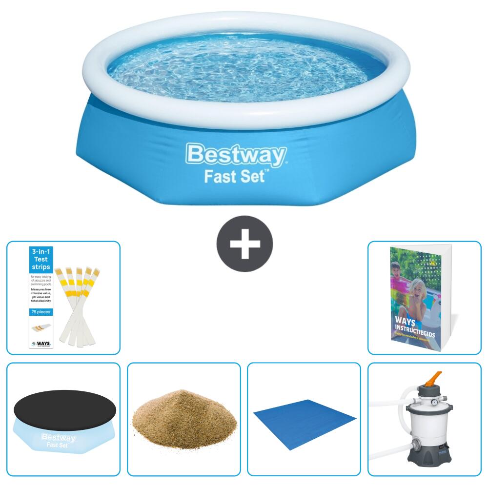 BESTWAY Basen Fast Set Okrągły - 244x61 cm - 7-częściowy S158