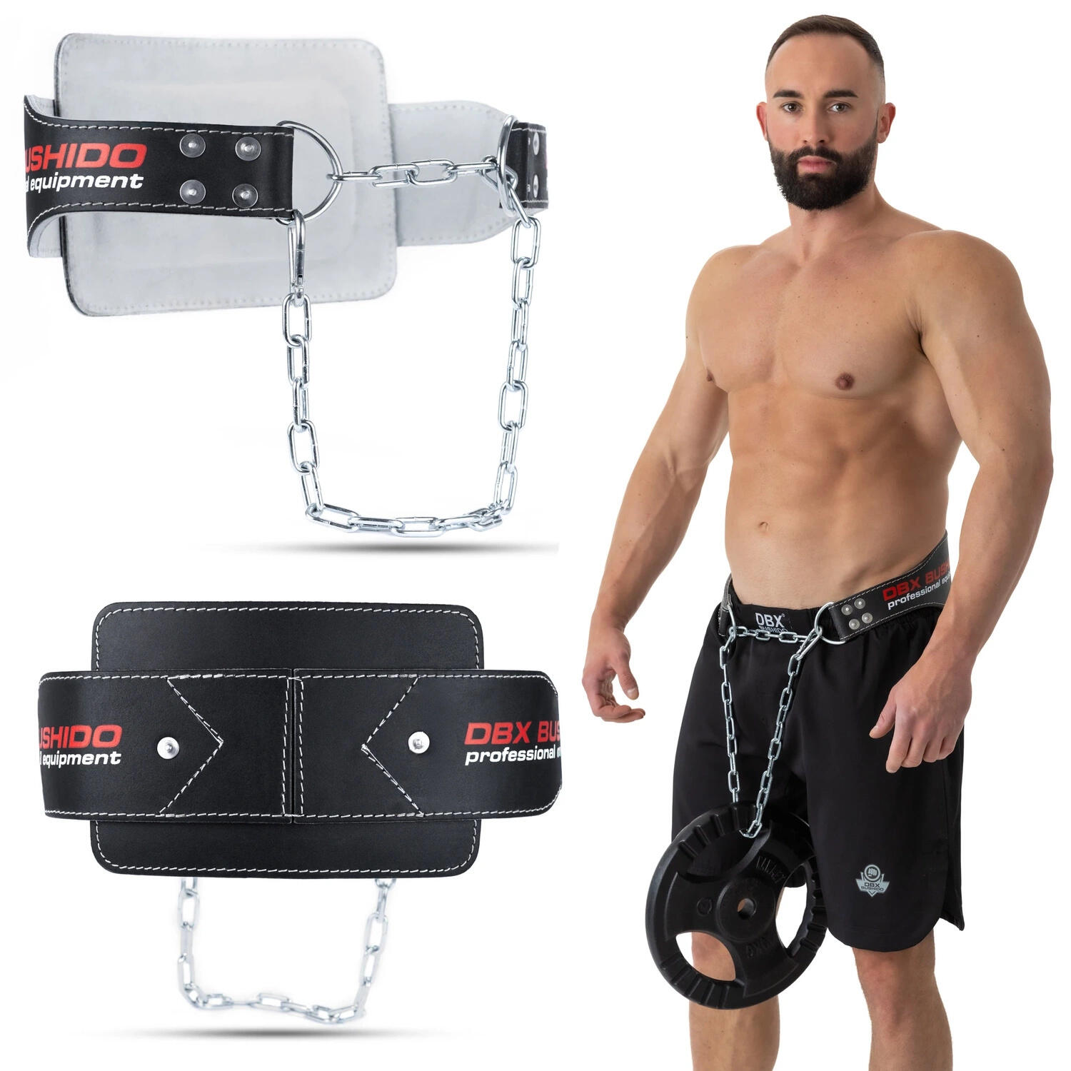 Pas obciążeniowy dip belt ze skóry naturalnej DBX Bushido