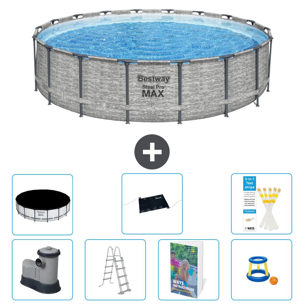BESTWAY Basen Steel Pro MAX Okrągły - 549x122 cm - 8-częściowy S559