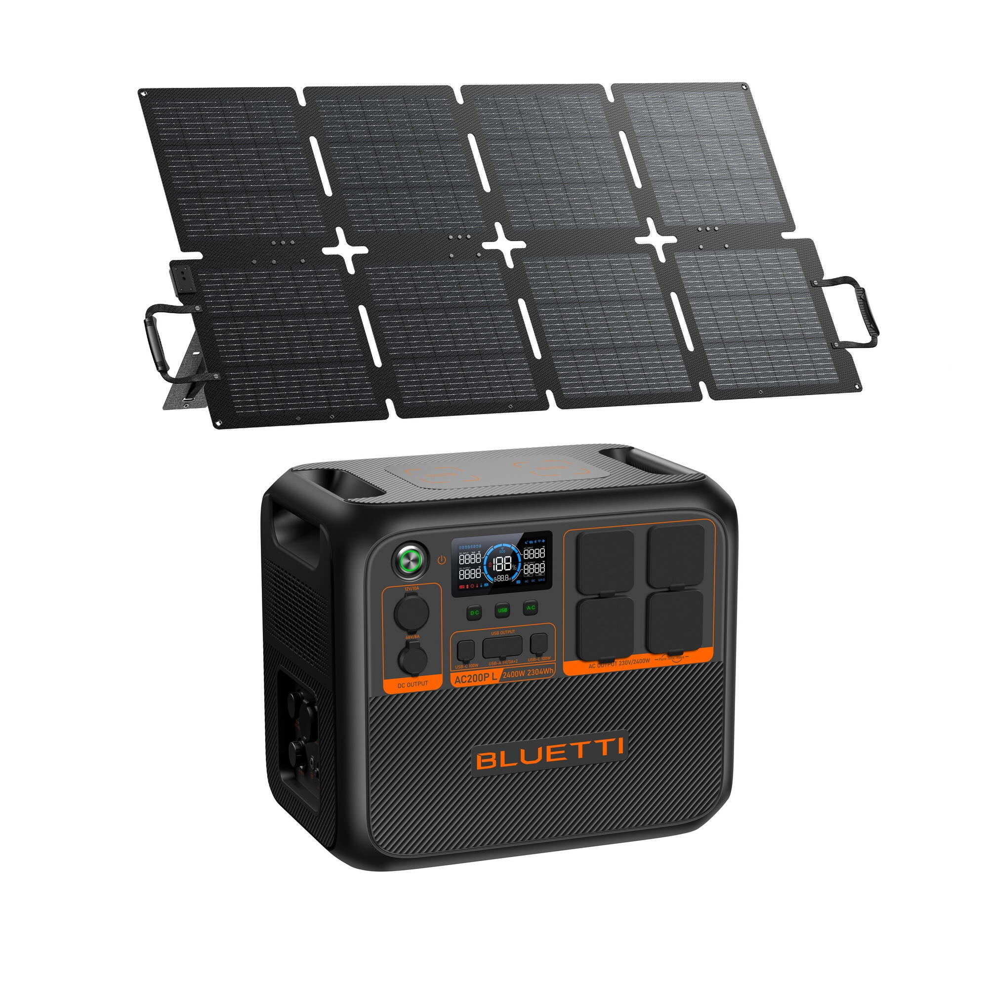 Zestaw stacja zasilania BLUETTI AC200PL z panelem solarnym 130 W
