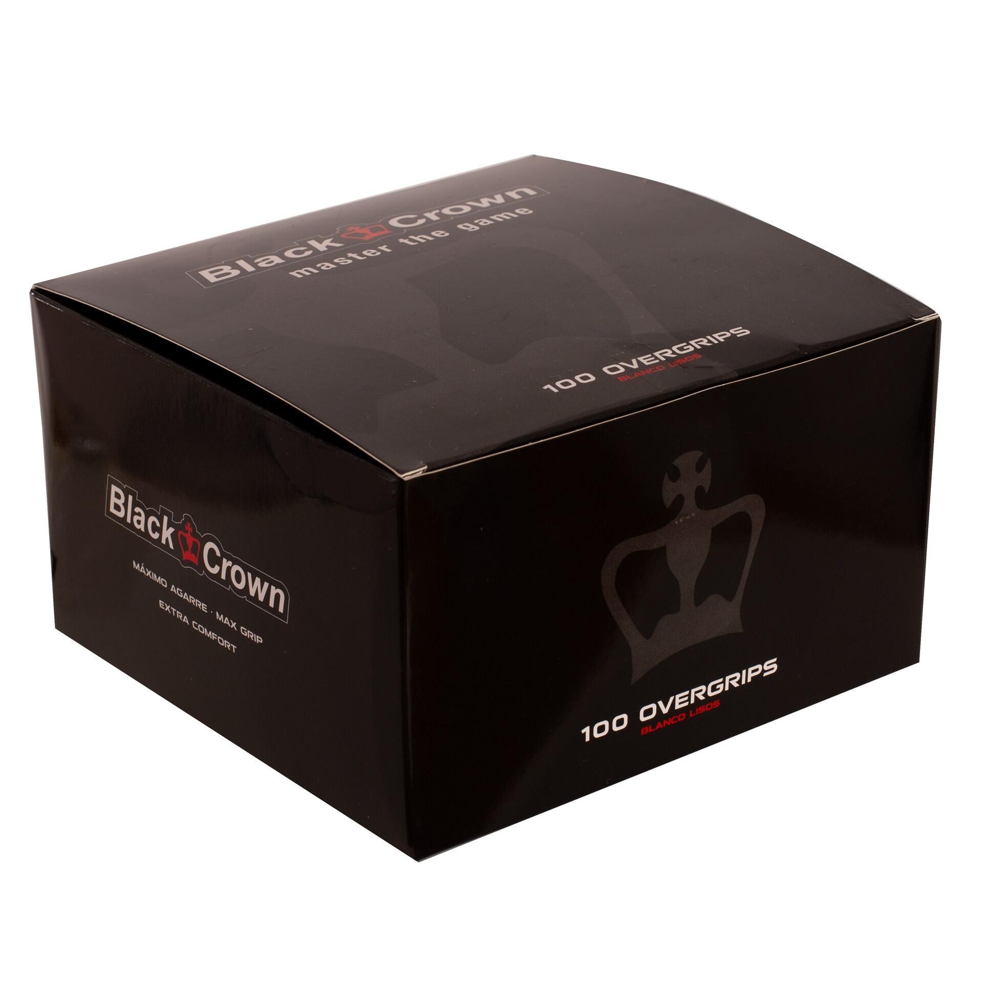 Box Of 100 Black Crown Smooth White Overgrips