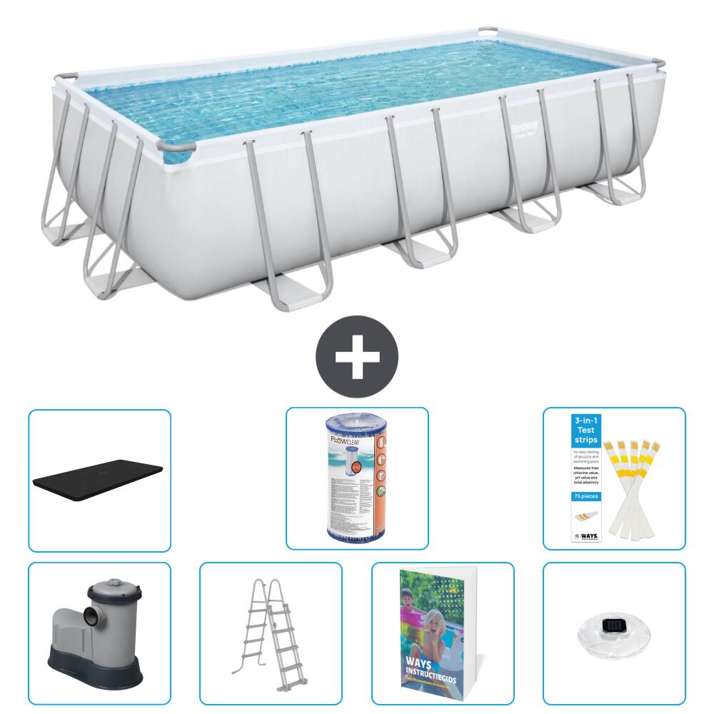 BESTWAY Basen Power Steel Prostokątny - 549x274x122 cm - 8-częściowy S622