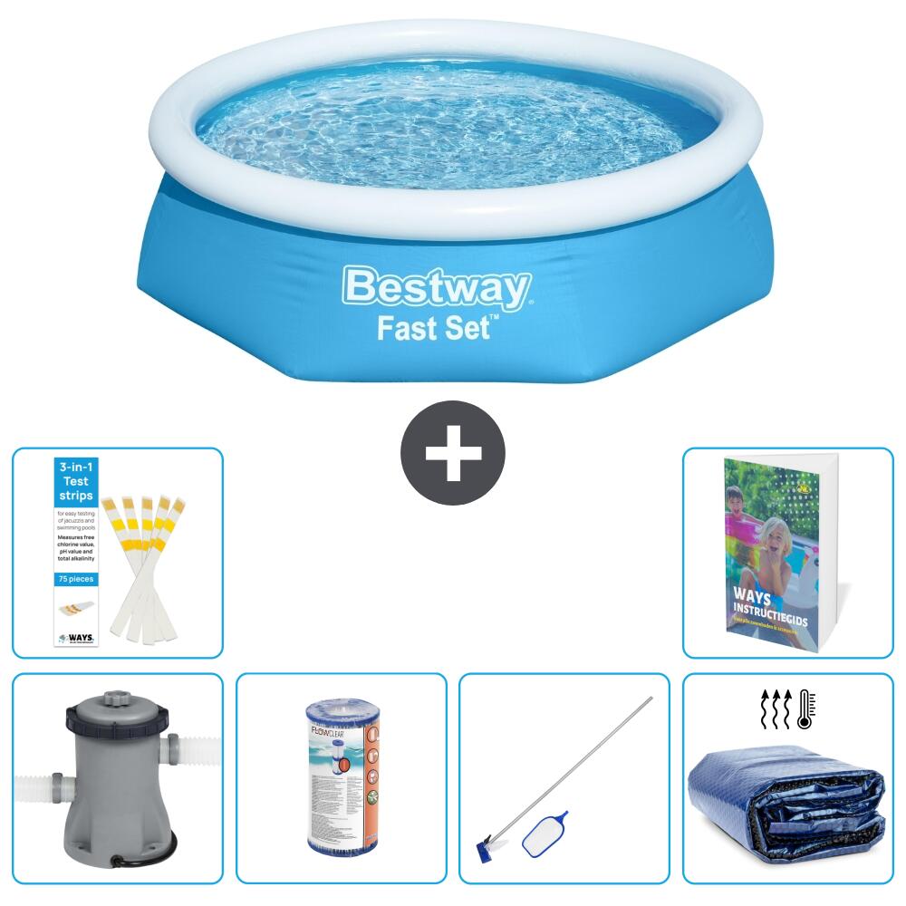 BESTWAY Basen Fast Set Okrągły - 244x61 cm - 7-częściowy S194