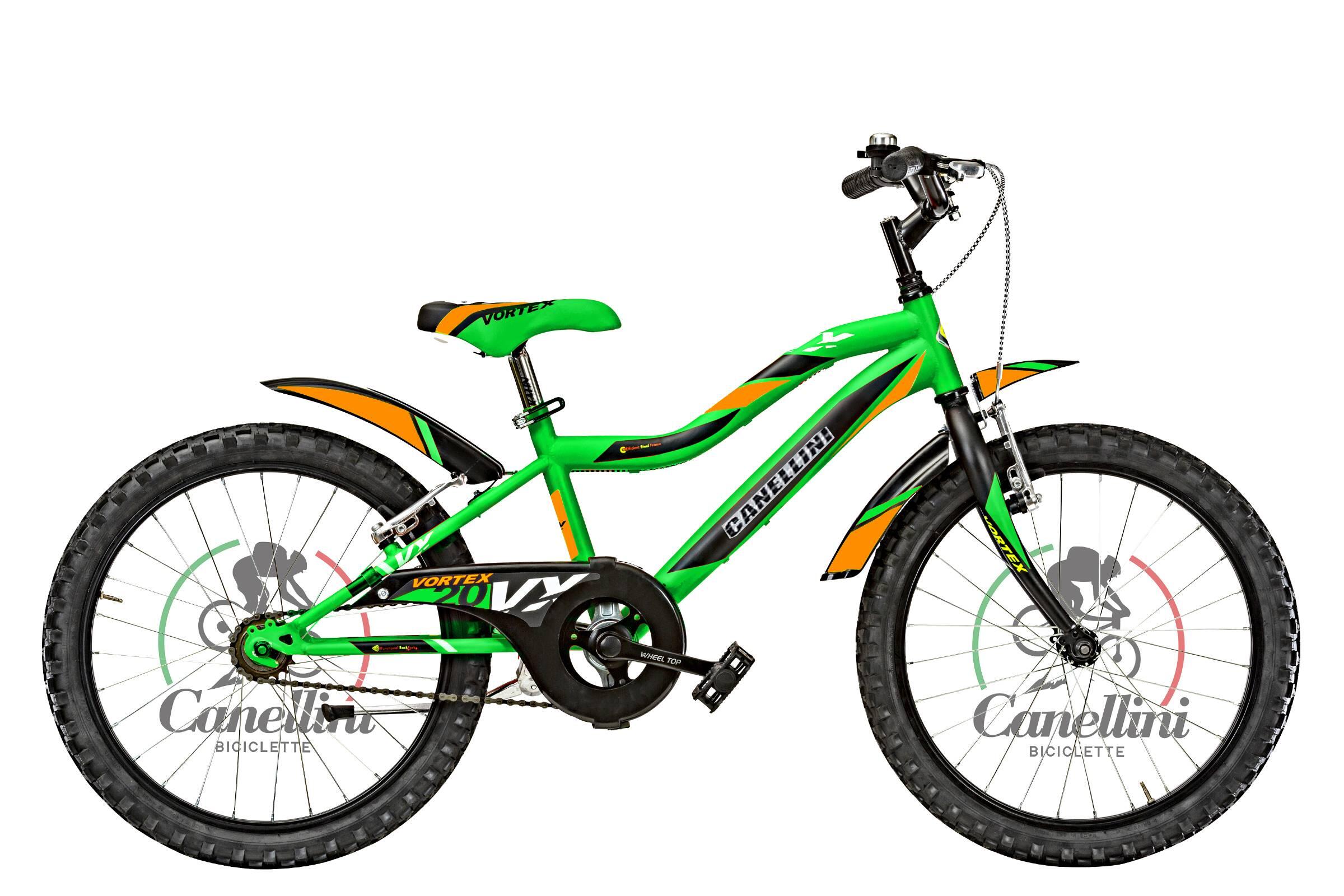 Rower Dziecięcy MTB Canellini VORTEX 20 1B - Zielony/Czarny/Pomarańczowy
