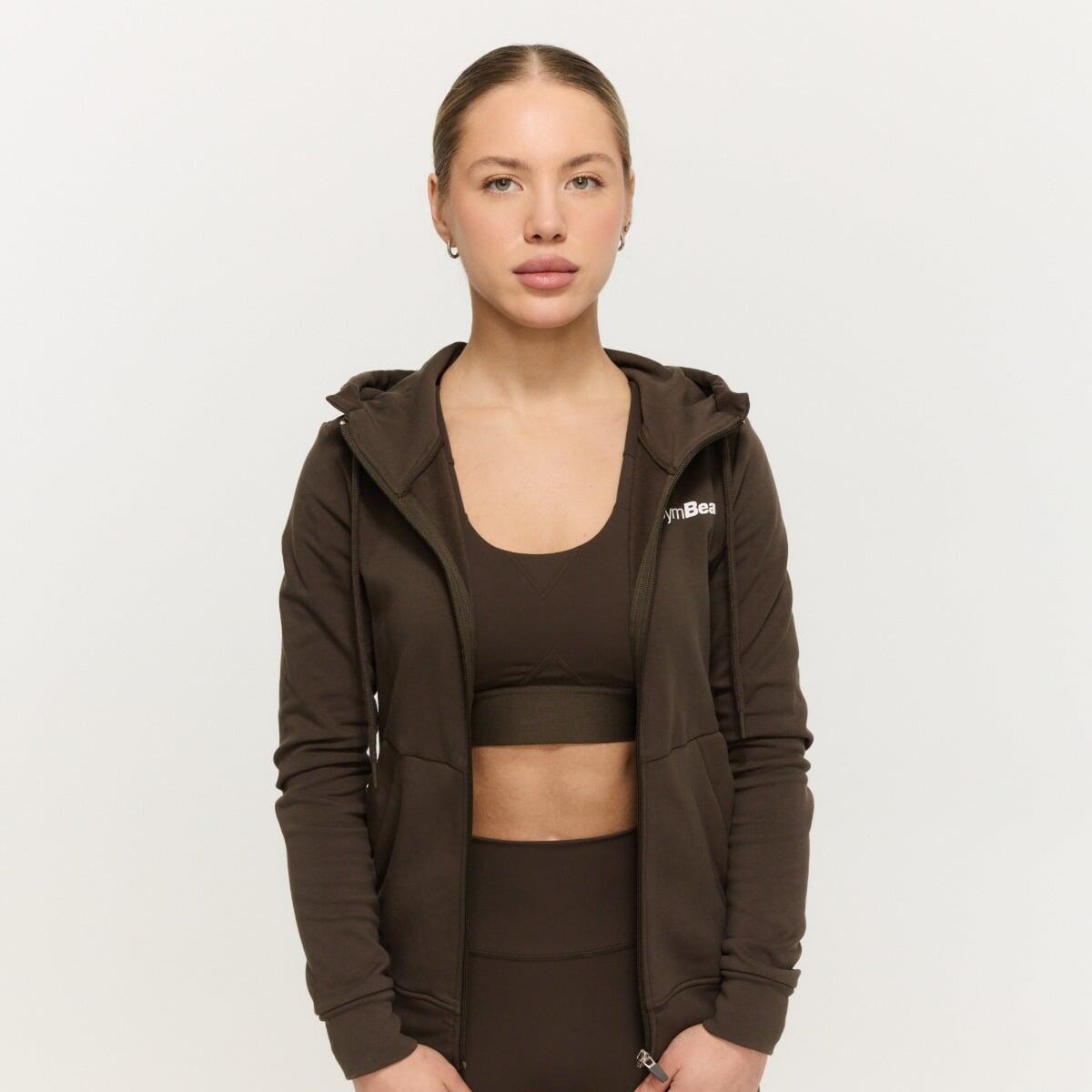 Bluza damska fitness z kapturem i zamkiem espresso Limitless