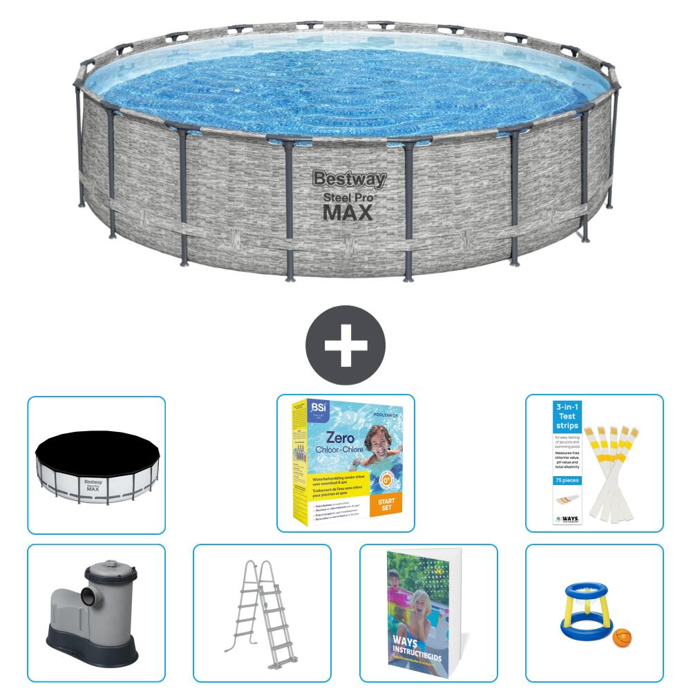 BESTWAY Basen Steel Pro MAX Okrągły - 549x122 cm - 8-częściowy S529