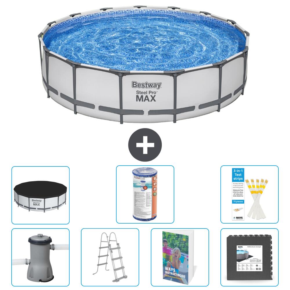 BESTWAY Basen Steel Pro MAX Okrągły - 457x122 cm - 8-częściowy S563