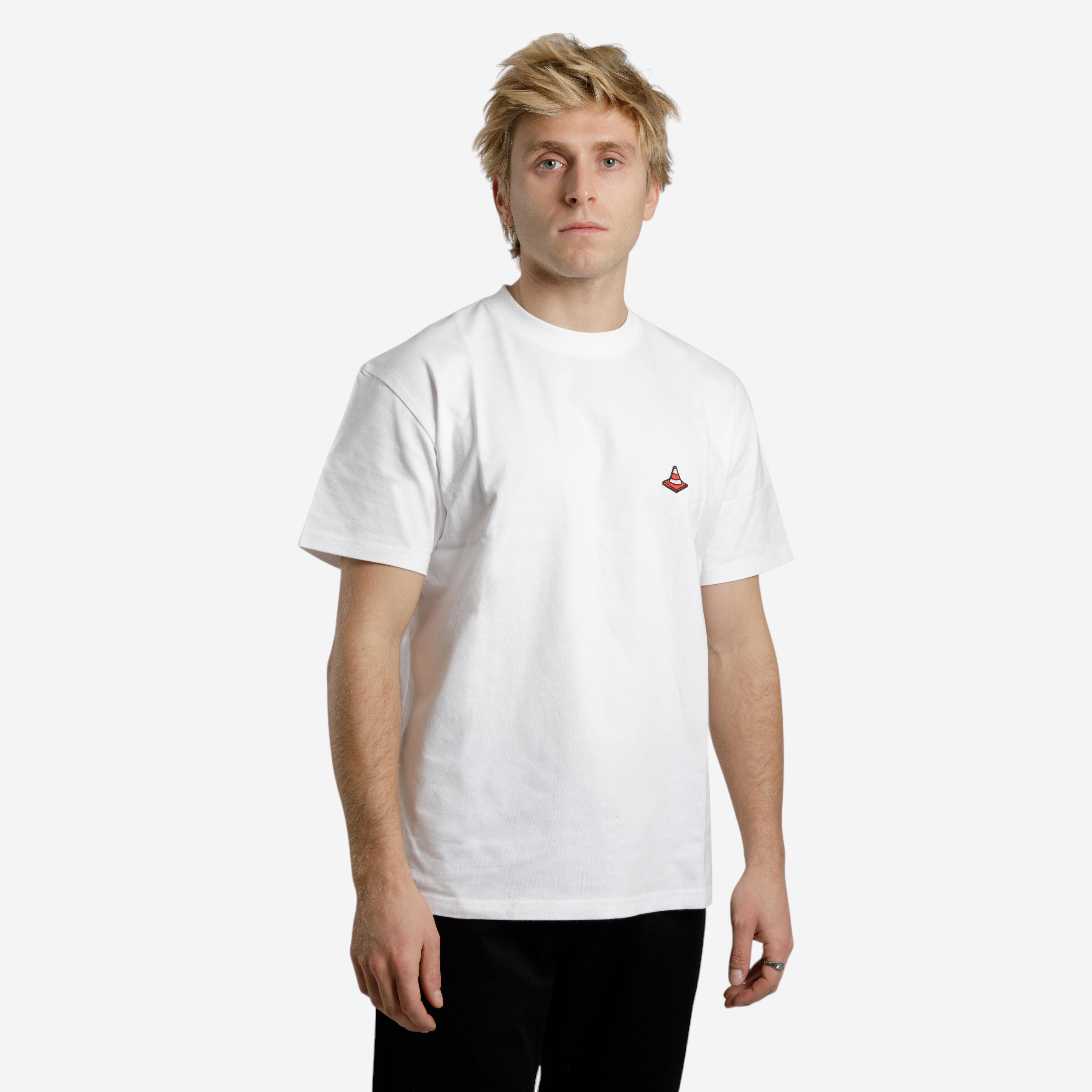 T-shirt z krótkimi rękawami na deskorolkę TS500 Trafic biały