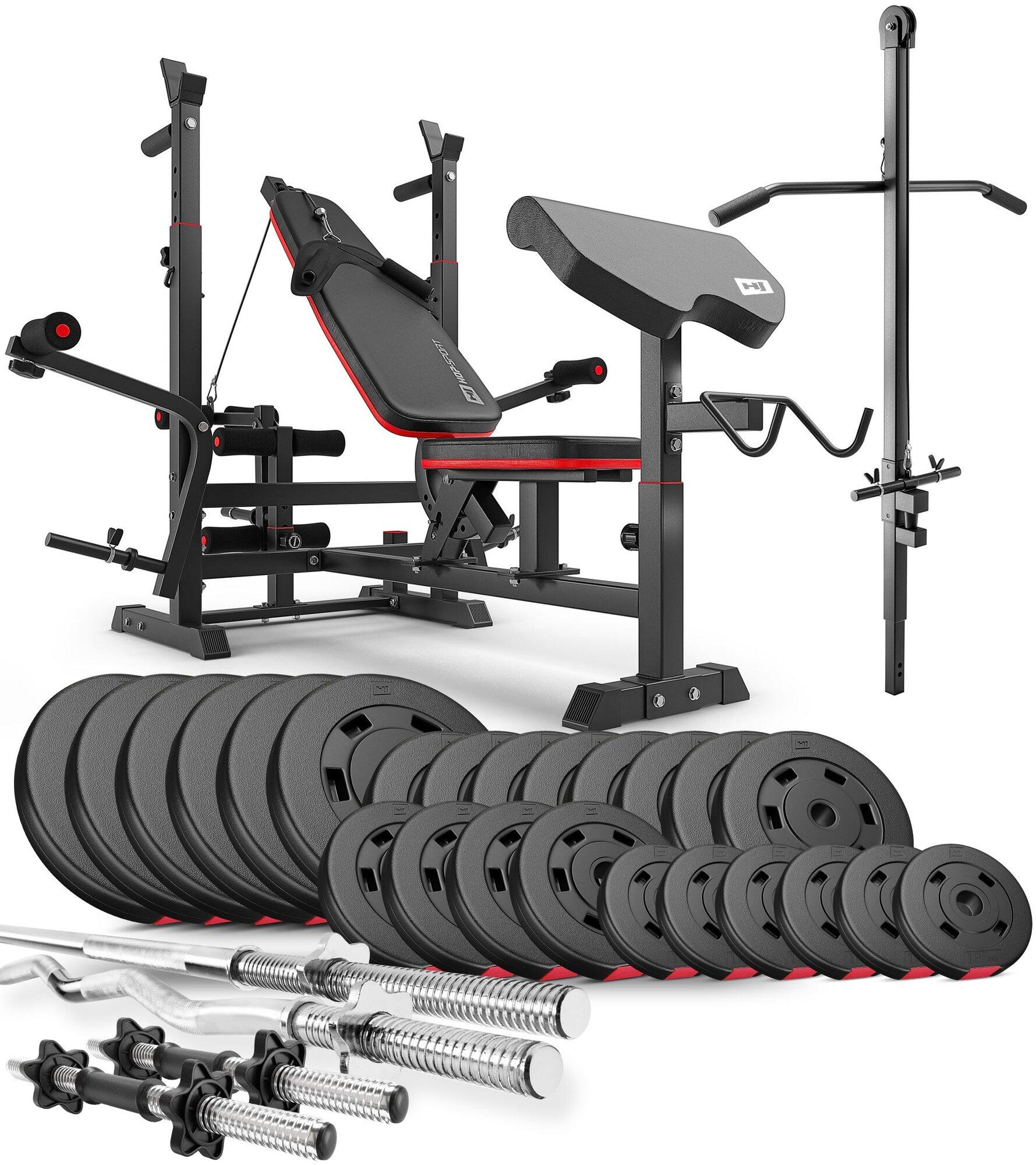 Zestaw kulturystyczny kompozytowy Hop-Sport Premium 135kg z ławką HS-1075
