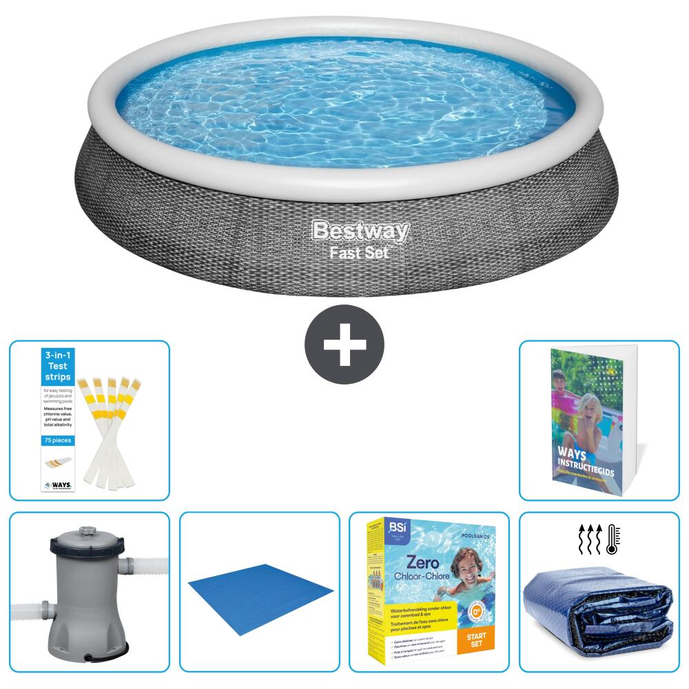 BESTWAY Basen Fast Set Okrągły - 396x84 cm - 7-częściowy S245