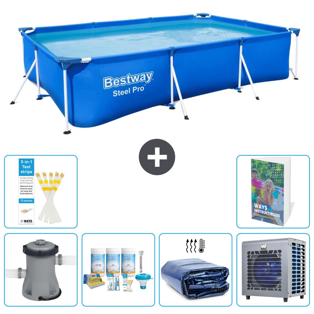 BESTWAY Basen Steel Pro Prostokątny - 300x201x66 cm - 7-częściowy S302