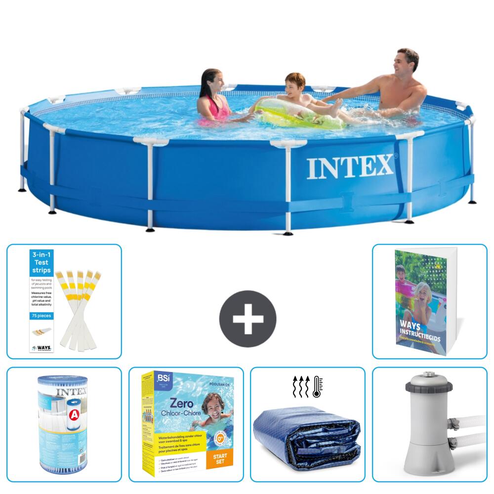 INTEX Basen ze stelażem Okrągły - 366x76 cm - 7-częściowy S50