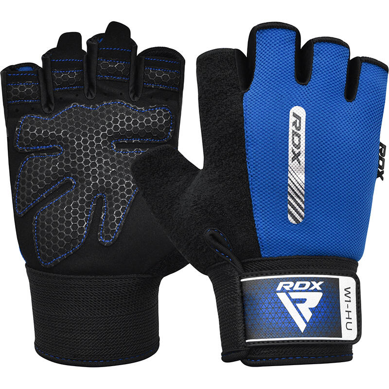 Rękawiczki fitness W1 - Z otwartymi palcami - Niebieski - XL