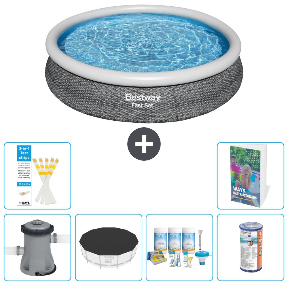 BESTWAY Basen Fast Set Okrągły - 366x76 cm - 7-częściowy S208