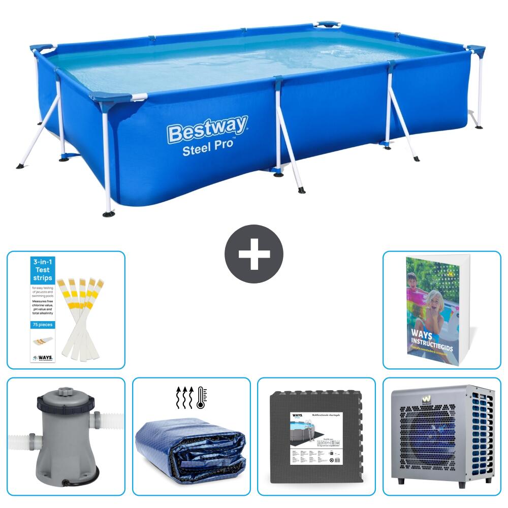 BESTWAY Basen Steel Pro Prostokątny - 300x201x66 cm - 7-częściowy S190