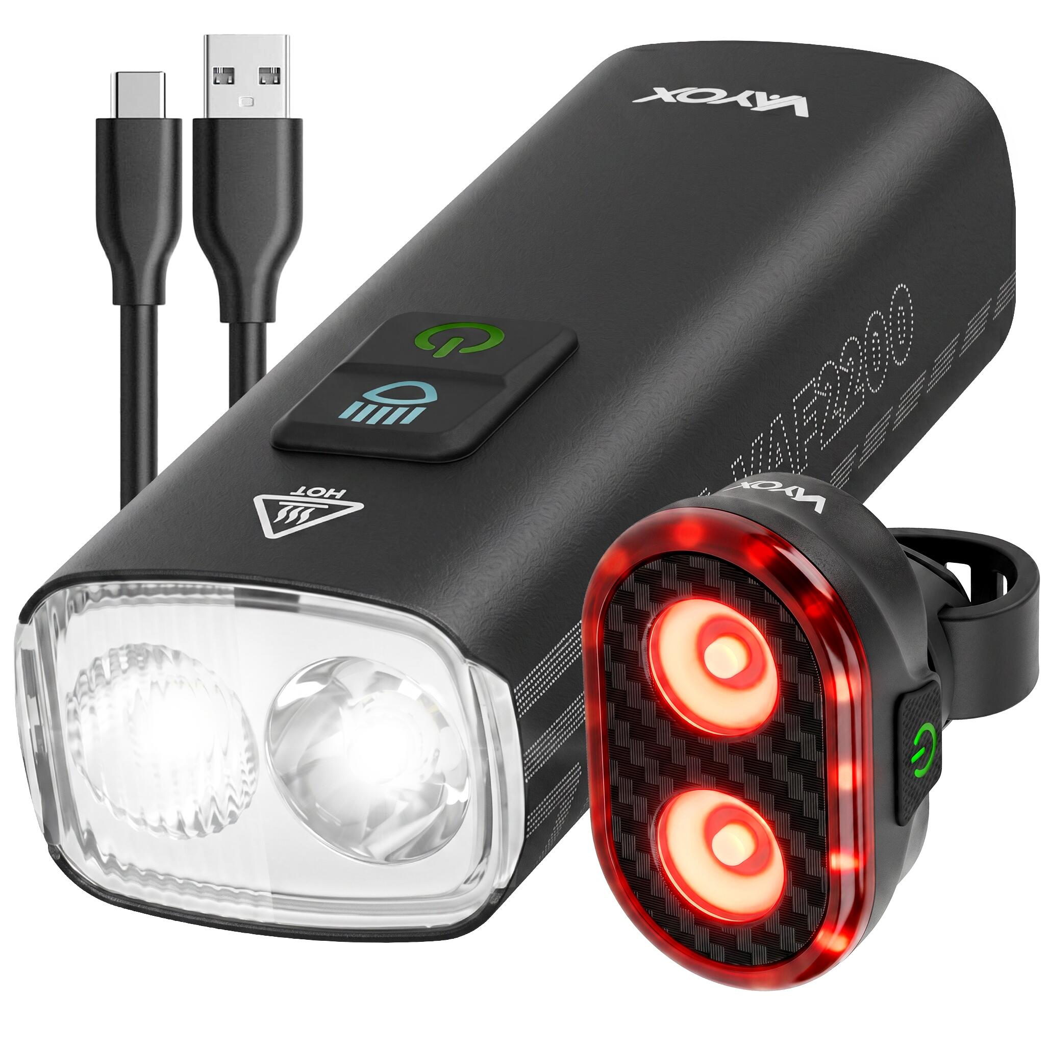 Zestaw lampek rowerowych przednia i tylna Vayox VAF2200 + VAR200 USB-C
