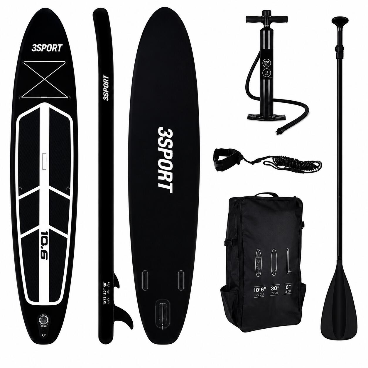 Deska Sup Stand Up Paddle Board 3Sport 320 Cm Czarna