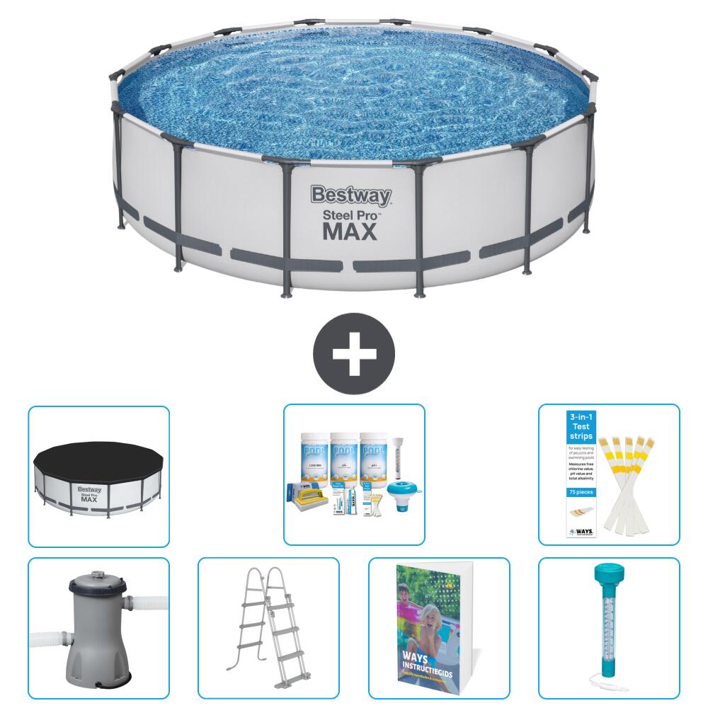 BESTWAY Basen Steel Pro MAX Okrągły - 427x122 cm - 8-częściowy S574